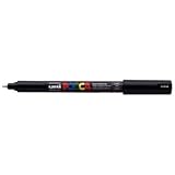Uni Posca PC-1MR Black Colour Paint Marker Pens Ultra Fine 0.7mm Calibre Nib Tip Writes on Any Surface (Single Pen)