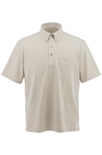 i-Shirt(アイシャツ) 完全ノーアイロン ストレッチ 超速乾 ビズポロ 半袖 アイシャツ ポロシャツ メンズ ベージュ 杢調 M