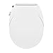 Soft close Dual Nozzles Non-Electric Bidet Round Toilet Seat in White with On/Off Solid Brass T Adapter | Eco-Friendly Water-Powered & Save Paper | Easy Installation and Slim Design