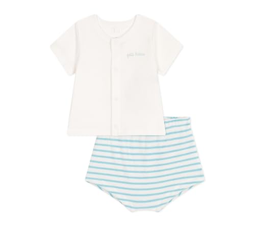 Petit Bateau A0CGJ, Juego de 2 piezas. Bebé-Niños, Marshmallow/Aquatic, 12 mois