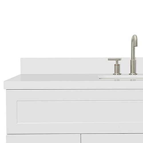 ARIEL Single Sink Bathroom Vanity in White with Pure White