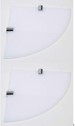 BSM Marketing SET OF 2 Wall Mounted Floating Acrylic Corner Shelves with Chrome Supports available in Clear, Black and White (White, 180mm x 2), VA-LQIV-SMZA