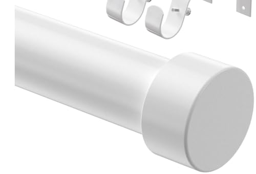 Curtain Rod for Windows 30-90 Inch, 1 Inch Adjustable White Curtain Rod Set with Brackets, Easy Install