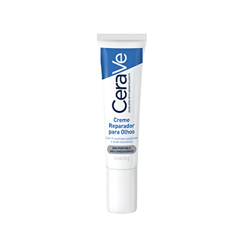 CeraVe Creme Reparador para Olhos, com 3 Ceramidas Essenciais e Ácido Hialurônico, Hidrata e Restaura a Barreira Protetora, Reduz Olheiras e Bolsas, Sem Perfume e Não Comedogênico, 15g