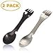 Squadare 2 PCS 7" x 1.3" 5 in1 Stainless Steel Functional Multi Flatware Spork Camping Utensil Knife Spoon Fork Bottle Can Opener