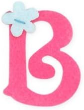 Applique Felt Letters - B - (£1.10 per letter) - pink felt letters with flower detail (uk-4-B 25mm)