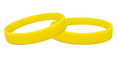 Silicone Wristbands Pack Of 10 Youth Sizes Choice Of Colours (Yellow)