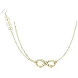 Other Italian Gold Plated Chain Infinity Pendant Necklace With Pearl Beads Single Earring for Women