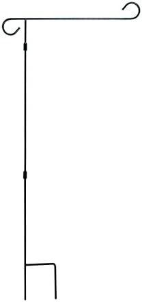 Garden Flag Stand (Flag Pole), 38-1/2” Height x 18” Width, Black