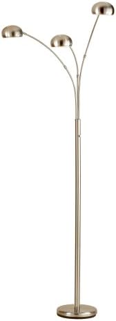 Adesso 5118-22 Domino Arc 3-Light Floor Lamp, Satin Steel