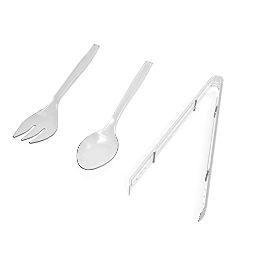 Plastic Serving Utensils, 9" Clear Disposable Utensils 18 Pack, 6