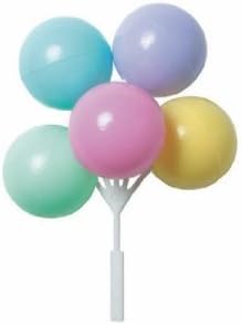 Pastel Colors Soft Pink Blue Green Yellow Balloon Cluster Cupcake Desert Food Decoration Topper Picks -24ct