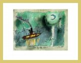 'Once in a blue moon, 1938' von Lyonel FEININGER, gerahmtes Bild, Kunstdruck mit Rahmen - Aluminium gold glaenzend, 50 x 40cm