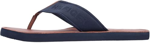 Hilfiger Sandales de plage en cuir FM0FM05808 pour homme, bleu (ciel du désert), pointure 42