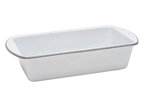 Enamelware Loaf Pan, 9 x 5.5 inches, Vintage White/Grey
