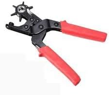 Divinezon Multipurpose Rotary Hole Punch Piller with Rubber Handle for Leather Belt, 22 X 15 X 2.5 cm, Red & Black