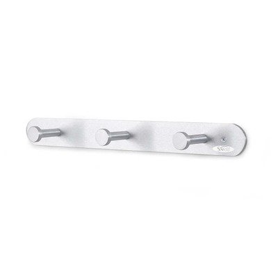 Safco 4201 - Nail Head Wall Coat Rack, Three Hooks, Metal, Satin Aluminum-SAF4201
