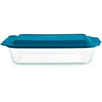 Pyrex Deep 9x13-Inch Glass Baking Dish with Lid, Deep Casserole Dish, Glass Food Container, Oven, Freezer and Microwave Safe,