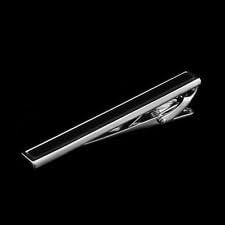 Blazers Proforms Costumes - Platinum Plated + Black Agate Tie Clip Clasp Bar Tacks Mens