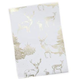 Stag and Deer Woodland Golden Bronze Metallic Recyclable Gift wrap - 2 Sheets and 2 Tags
