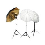 CowboyStudio Photo Studio Soft Reflective Umbrella Continuous Triple Lighting Kits, 600 Watt Output, 3050B/G KIT