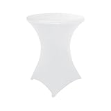 HAORUI 30 inch Highboy Cocktail Round Fitted Stretch Spandex Table Cover Cloth for Party Wedding White