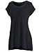 Doublju Women Basic Short Sleeve Round Neck Loose Fit Longline Tunic Top