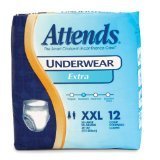 Attends Incontinence Care Underwear for Adults, Extra, XXL, 12 Count (Pack of 4)