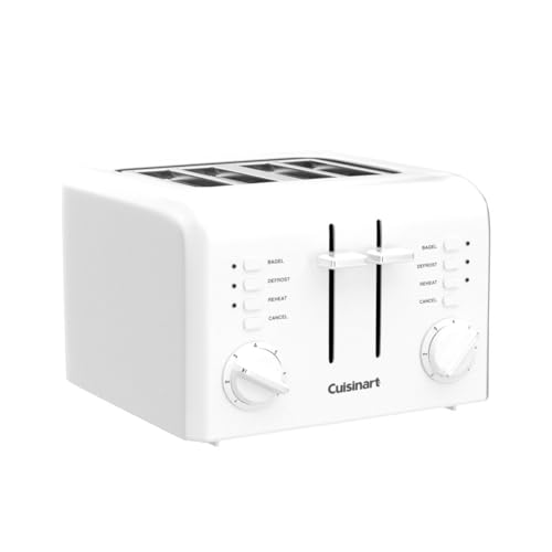 CUISINART 4-SLICE COMPACT PLASTIC TOASTER, WHITE, CPT-142P1