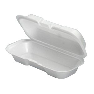 Genpak 21100 Foam Hot Dog Container 7 3/8 x 3 9/16 x 2 1/4 White 125/Bag 4 Bags/Carton