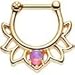 Body Candy Gold Anodized Steel Pink Synthetic Opal Lotus Septum Clicker 16 Gauge 1/4