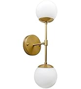PUZHI HOME Globe Wall Sconces 2 Lights Modern Wall Light Fixtures, Gold Vanity Lights for Bathroo...