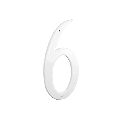 Montague Metal Products CSHN-8-6-W Aluminum House Number 6 Outdoor Plaque, Medi…
