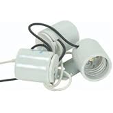 Satco 80-1082 3-Light Porcelain Socket with 1/8 IP Slip Hole with Metal Strap