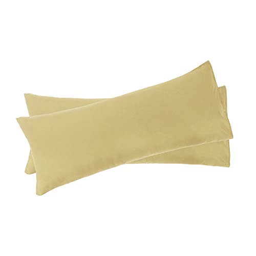 sourcing map Bolster Pillowcase Soft 1800 Series Microfiber 90 Gsm Ployester, Set of 2 Long Pillow Covers for Body Pillows 4ft, 4.5ft, 5ft, 6ft Gold Body(51cmx122cm)