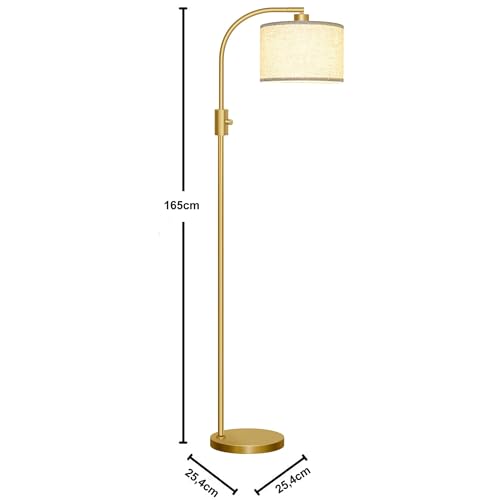 Nintiue Arc Dimming Floor Lamp, 1200LM LED Bulb Included, Floor Lamp Living Room Floor Lamp with Beige Shade and Heavy Base for Living Room Bedroom