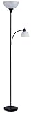 Park Madison Lighting PMF-9170-31 72-Inch Tall 150-Watt Torchiere Floor Lamp with Adjustable Reading Side Arm Lamp, Black Finish with Frosted Shade