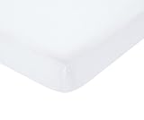 AmazonBasics Everyday - Sábana bajera ajustable (100% algodón) Blanco - 180 x 200 x 30 cm