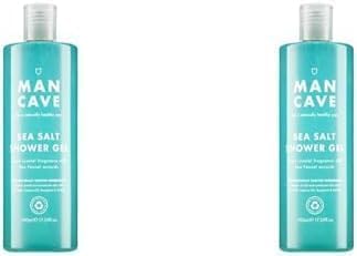 ManCave Sea Salt Shower Gel 500 ml for Men, Refreshing Coastal Aroma, Natural Formulation, Sulphate and Paraben Free, Vegan Friendly, Shower Gel for men (Pack of 2)