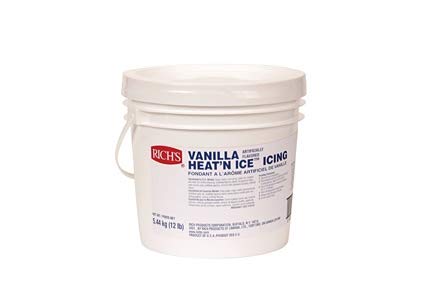 RICH’S VANILLA HEAT ‘N ICE ICING, VANILLA FROSTING FOR CAKE, BAKING SUPPLIES FOR DONUTS, ROLLS, DESSERTS, 12 POUND PAIL