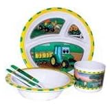 John Deere Baby Stuff John Deere-Johnny Tractor and Friends 5-Piece Children's Melamine Tableware Set
