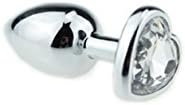 FengS 1pcs Stainless Steel Plug Anale Plated Heart Jewelry Small Size (White)