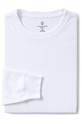 Lands' End Men's Super-T Long Sleeve T-Shirt X-Large White - Thumbnail 2