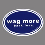 Wag More Bark Less Auto Car Bumper STICKER - Dark blue background with White Font