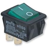 ARCOLECTRIC SWITCHES C1353AB0/1GRN ROCKER SWITCH, DPST, 16A, 250VAC, GREEN