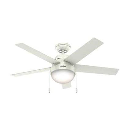 White Ceiling Fan Hunter 46 Anslee Low Profile Fresh With Light
