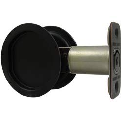 Stone Harbor Round Pocket Door Lock – Passage Function, Satin Nickel, 2-3/8 Inch Backset - View #9