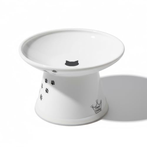 Necoichi Elevated Cat Food Bowl, Ceramic (Porcelain), Whisker-Friendly, Dishwas…