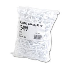 -- Crowd Control Stanchion Chain, Plastic, 40 ft, White