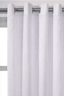 Classic White Plain Ring Top Eyelet 56 X 90 Lined Voile Curtains